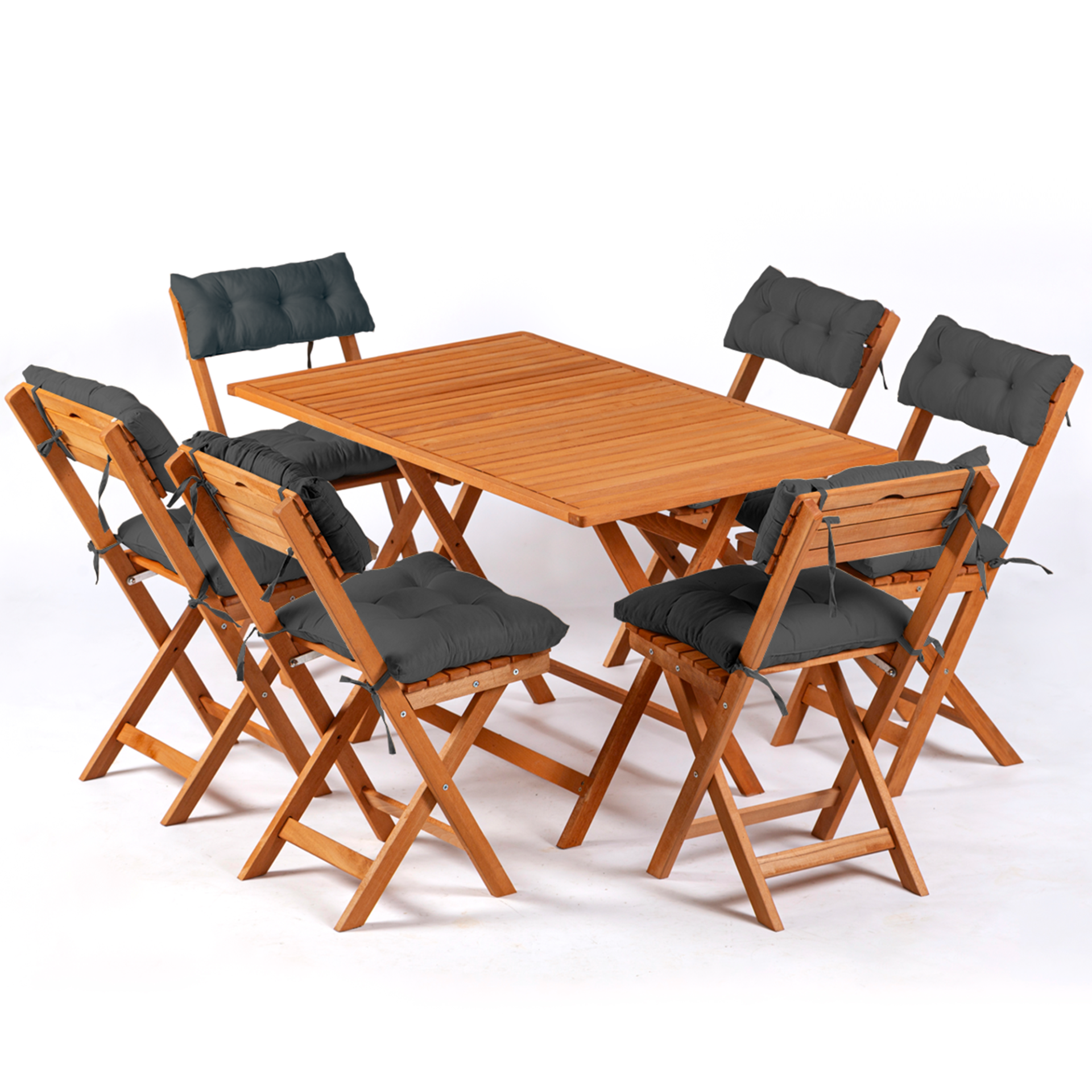 Minderli 6+1 Bistro Katlanabilir Bahçe-Balkon-Mutfak Seti 120x70 cm ANTRASİT