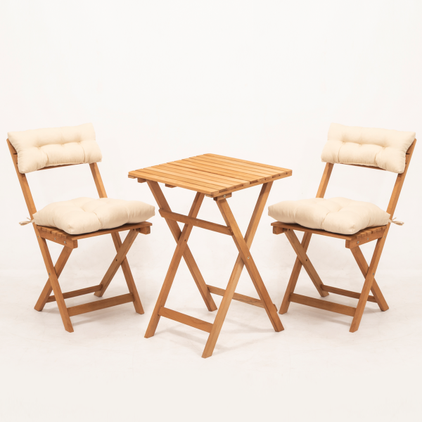 Minderli 2+1 Bistro Masa-Sandalye Takımı 50x50cm (Krem)