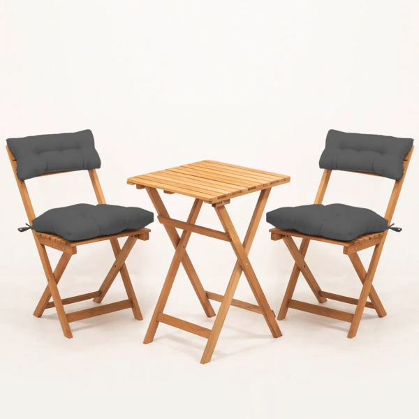Minderli 2+1 Bistro Masa-Sandalye Takımı 50x50cm(Antrasit)