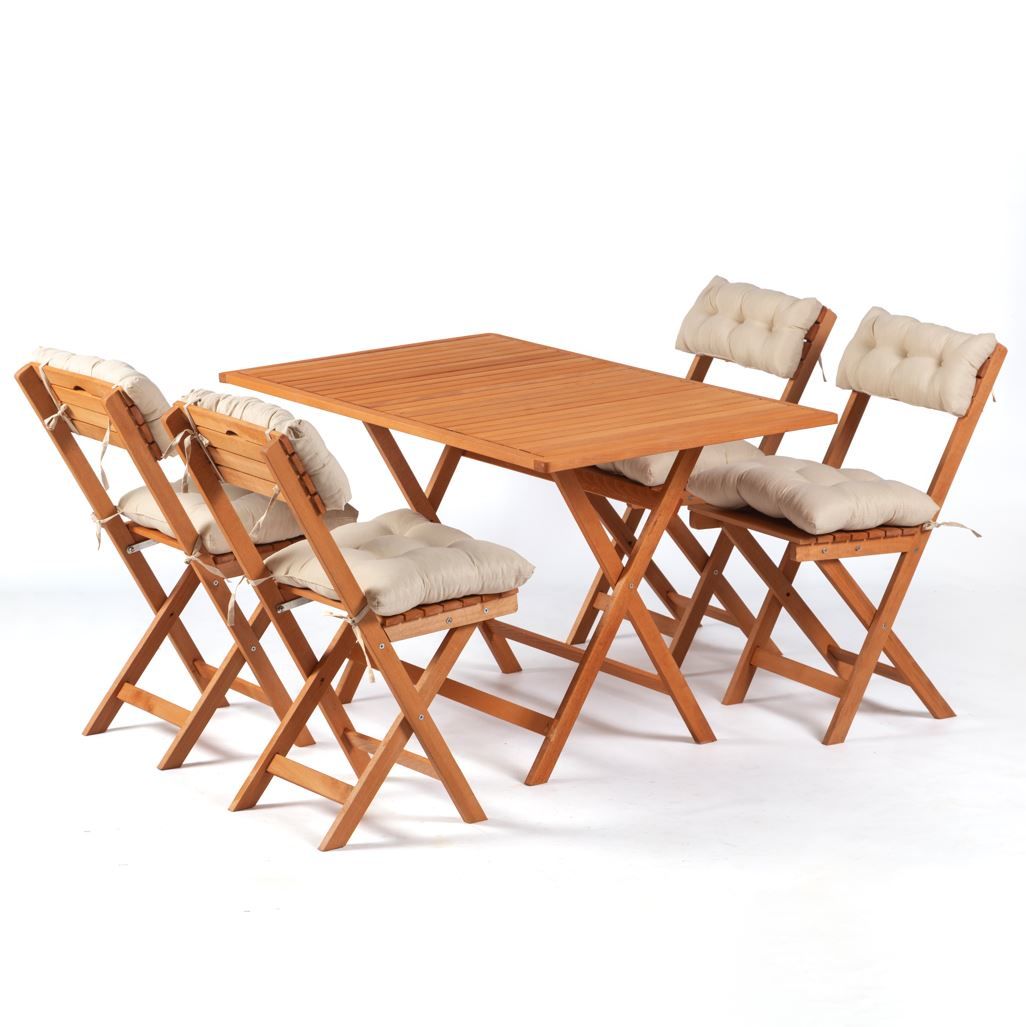 4+1 Minderli Balkon Bahçe Mutfak Bistro Set Katlanır Masa-sandalye 120x70
