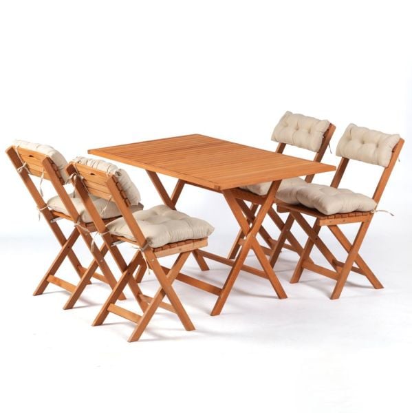 4+1 Minderli Balkon Bahçe Mutfak Bistro Set Katlanır Masa-sandalye 120x70