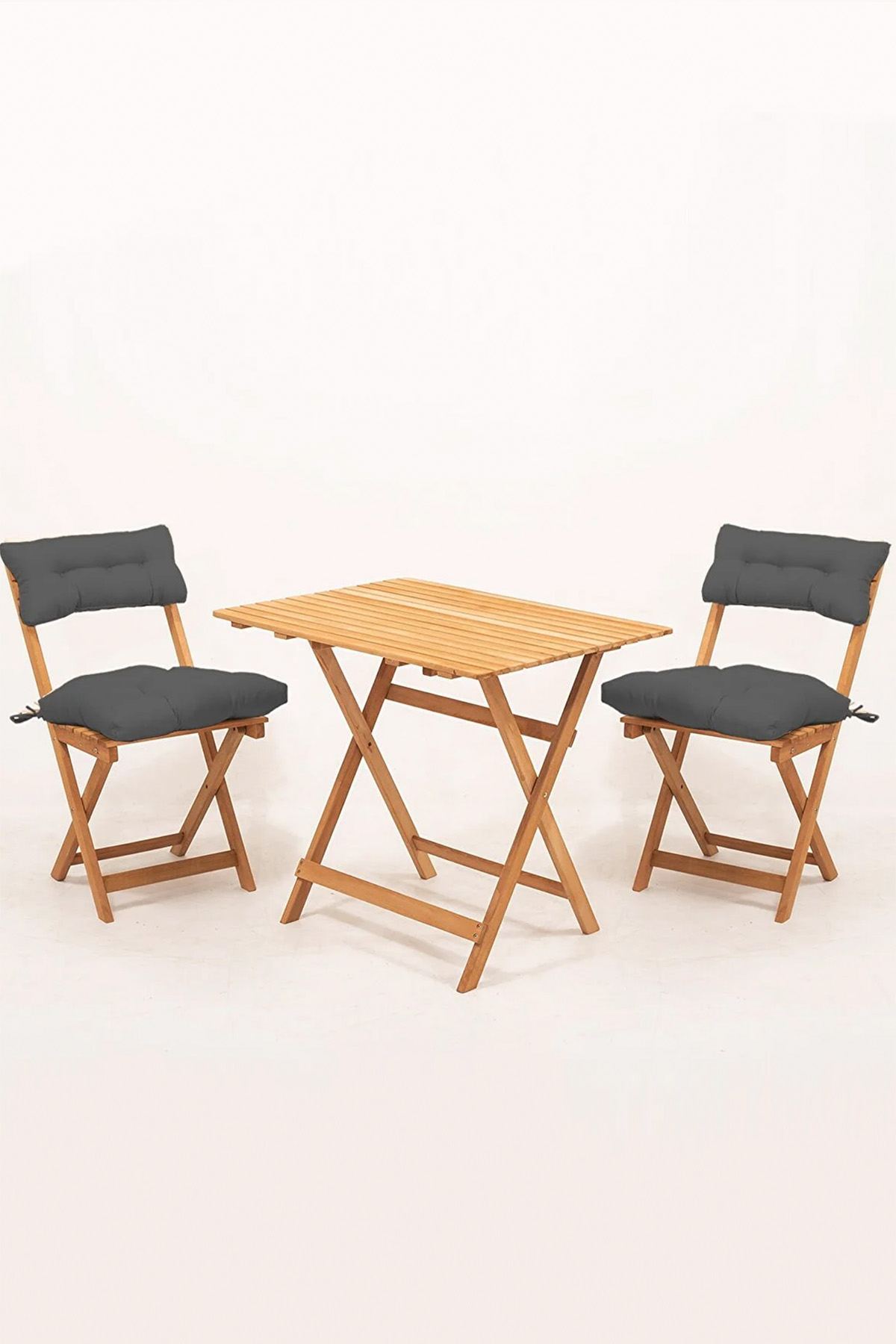 2+1 Bistro Set 60x80 Antrasit Bahçe Balkon Mutfak Masa Sandalye