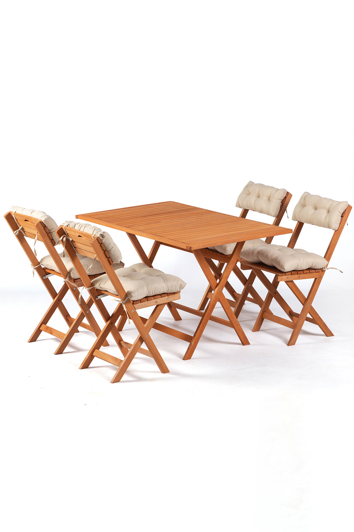 4+1 Bistro set 120x70 Krem Balkon Bahçe Mutfak Bistro Set Katlanır Masa sandalye
