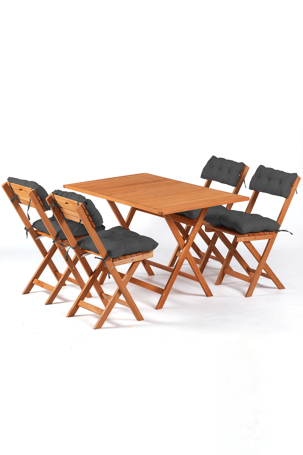 4+1 Bistro set 120x70 Antrasit Balkon Bahçe Mutfak Bistro Set Katlanır Masa sandalye