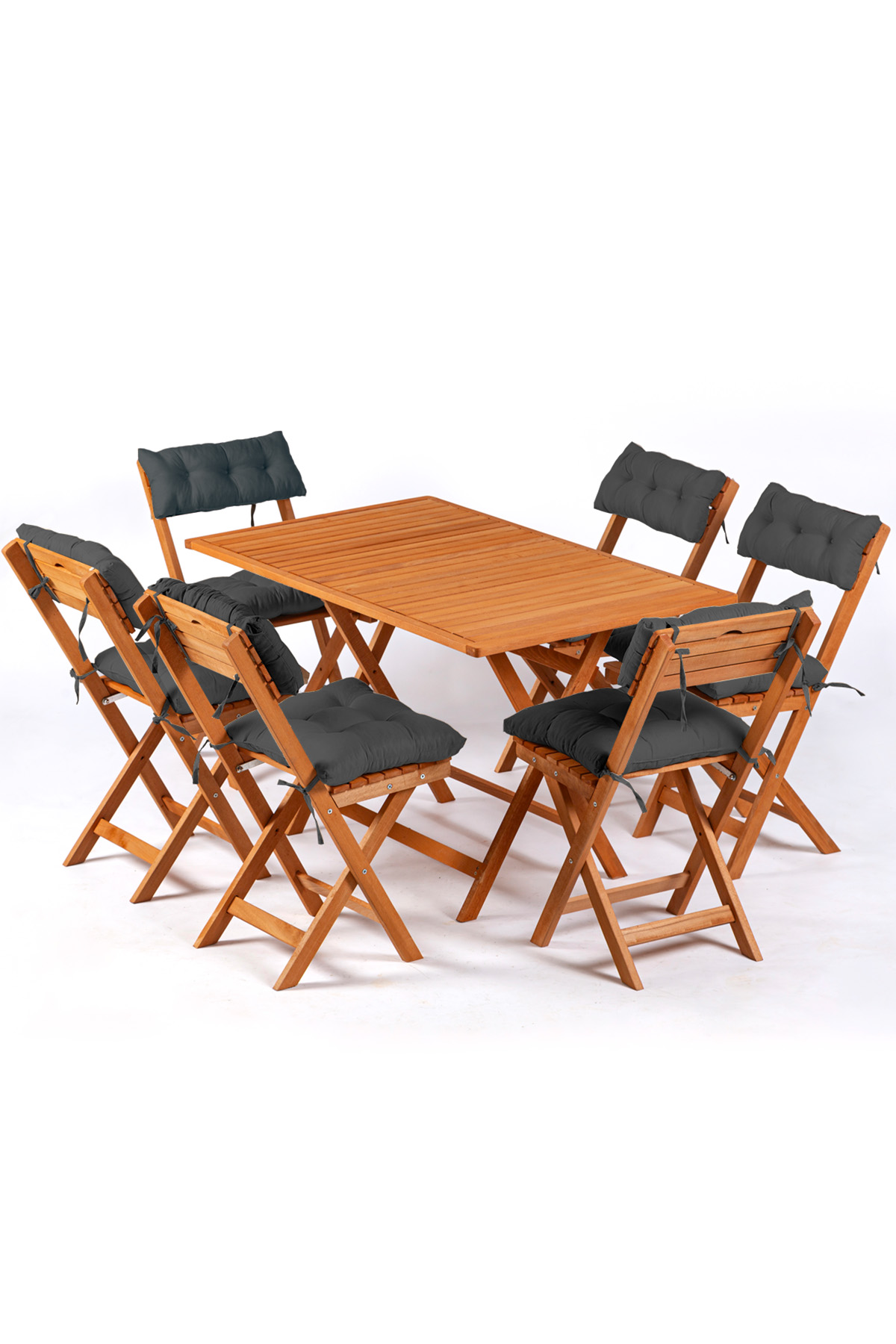 6+1 Bistro set 120x70 Antrasit Balkon Bahçe Mutfak Bistro Set Katlanır Masa sandalye