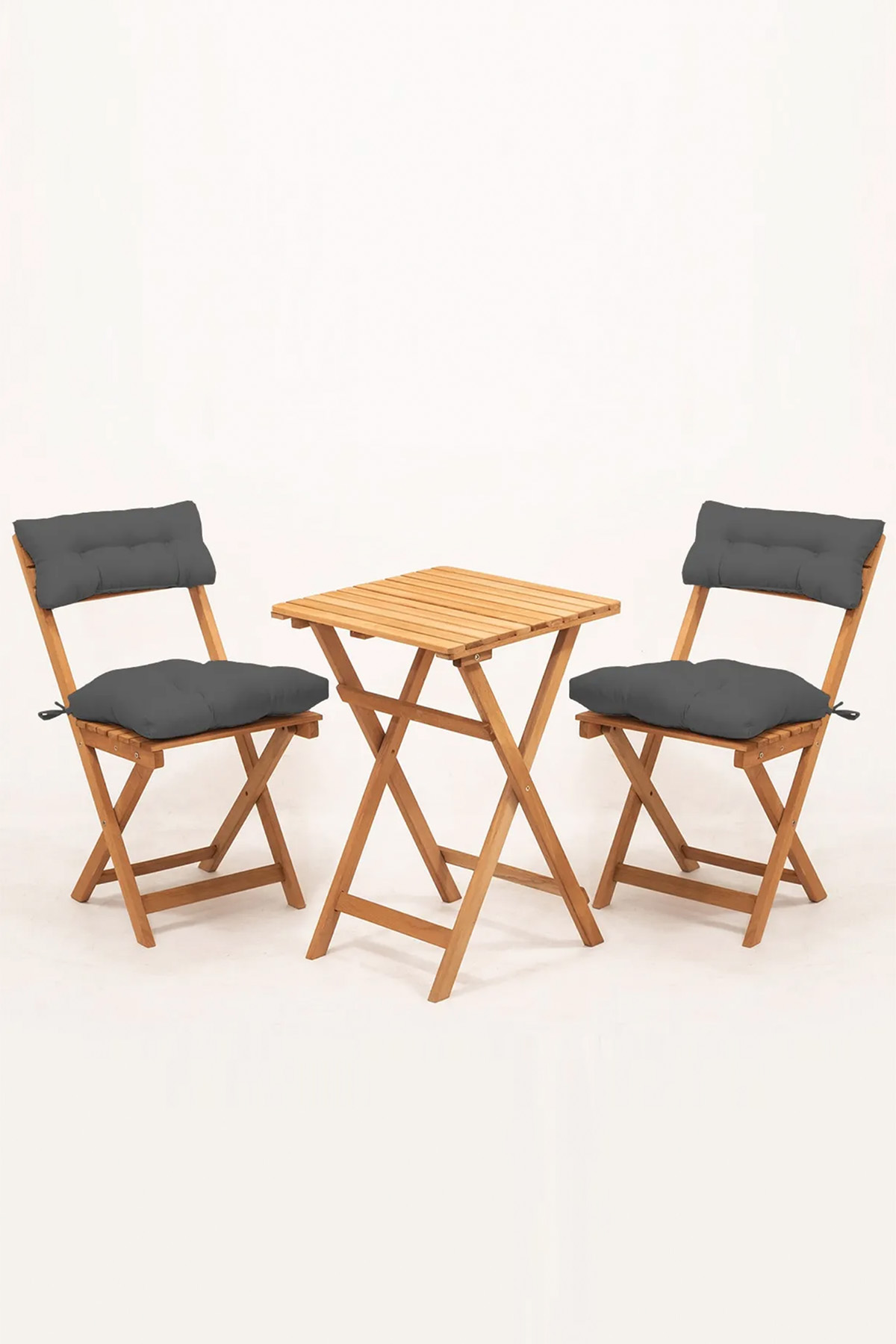 2+1 Bistro Set 50x50 Antrasit Bahçe Balkon Mutfak Piknik Katlanabilir Masa Sandalye